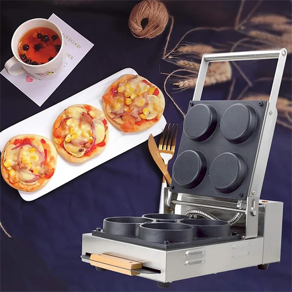 Commercial Electric Pizza Maker,2000W High Power,Temperature Control 50~300°C,Timer 0~5 Minutes,for Baking Pizza,Waffles,Cookies,Ideal for Parties and Snacks