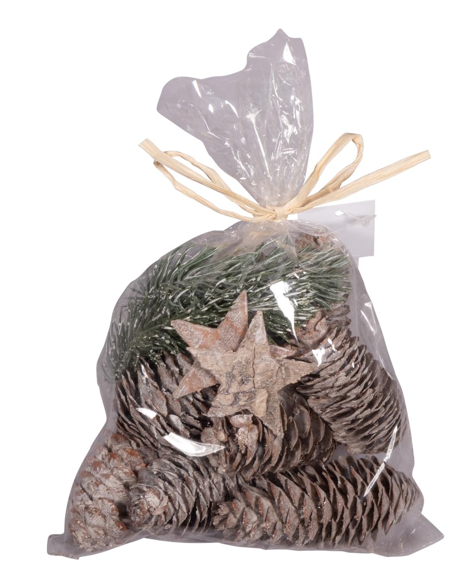 Rayher Decorative Mix Christmas, Pine Branches, Cones, Stars, 12 Assorted Pieces, 4-12 cm, 12 for Winter Decorations, Christmas Decoration, Advent Wreath Decoration, 55963000