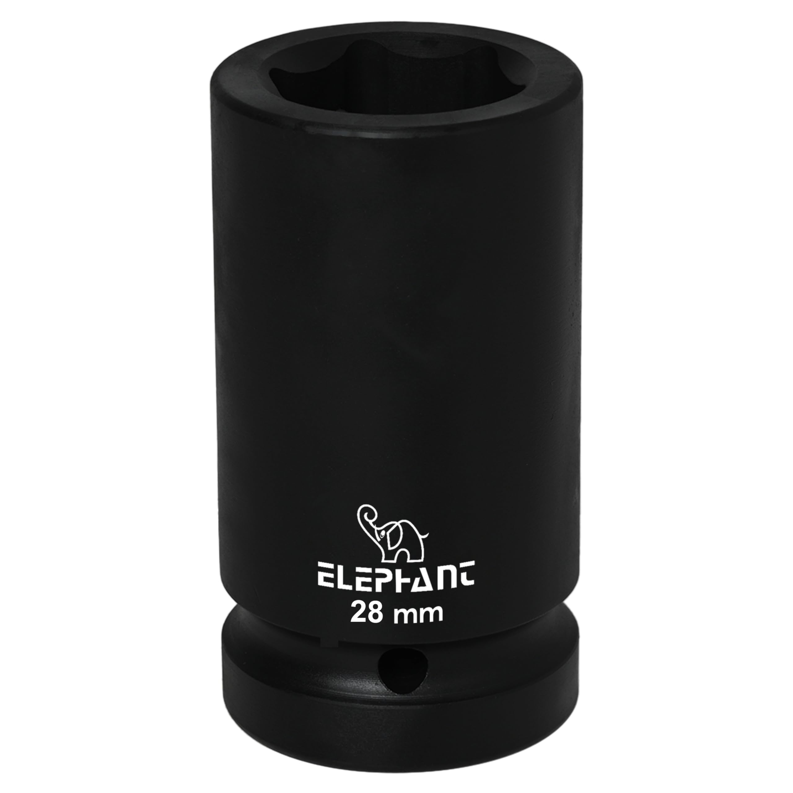 Elephant Metal 1 Inch Square Drive STD Impact Socket 6-Point 28 mm Size 90 mm Length 1
