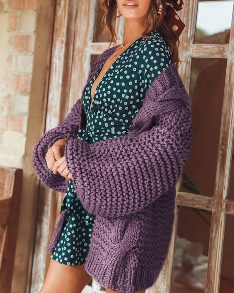 Remikstyt Womens Chunky Cardigan Cable Knit Oversized Open Front Cardigan Sweaters