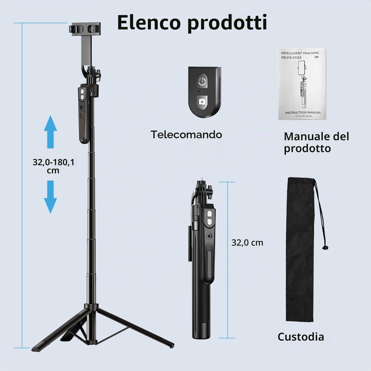 yAyusi Tracciamento Automatico del Volto Treppiede, 180cm Treppiede con Supporto Telefono, Nessuna App, Controllo Gesto, 360° Tracciamento Automatico Selfie Stick Treppiedes per Video/Streaming Live