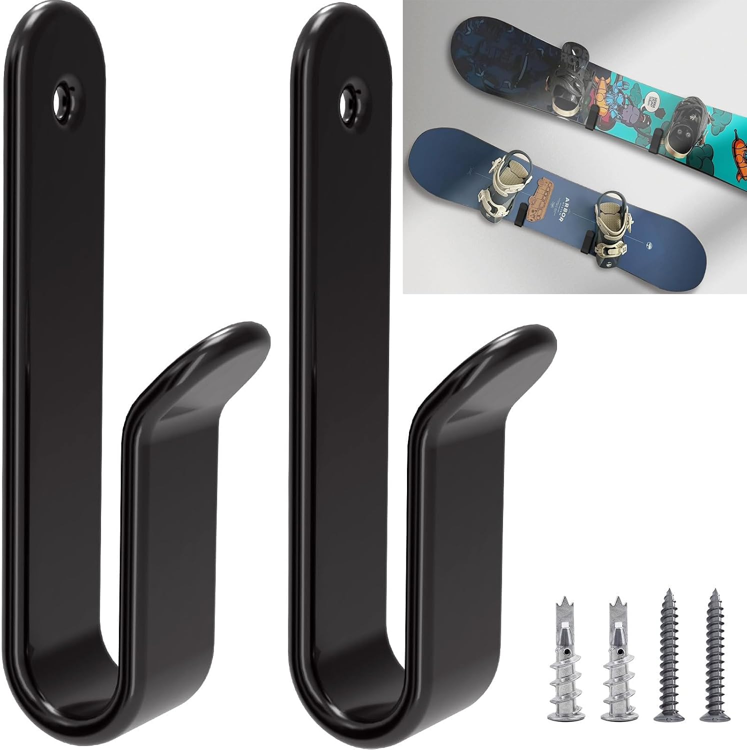 Horizontal Snowboard Wall Mount Clips Snowboard Wall Rack Snowboard Mount Storage Snowboard Display Wall Mount for Room, Garage