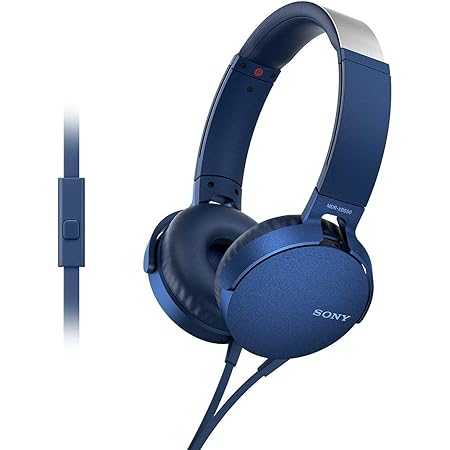 Sony MDR-XB550AP Wired Extra Bass On-Ear Headphones with Tangle Free Cable, 3.5mm Jack, Headset with Mic for Phone Calls and 1 Year Warranty - (Blue)