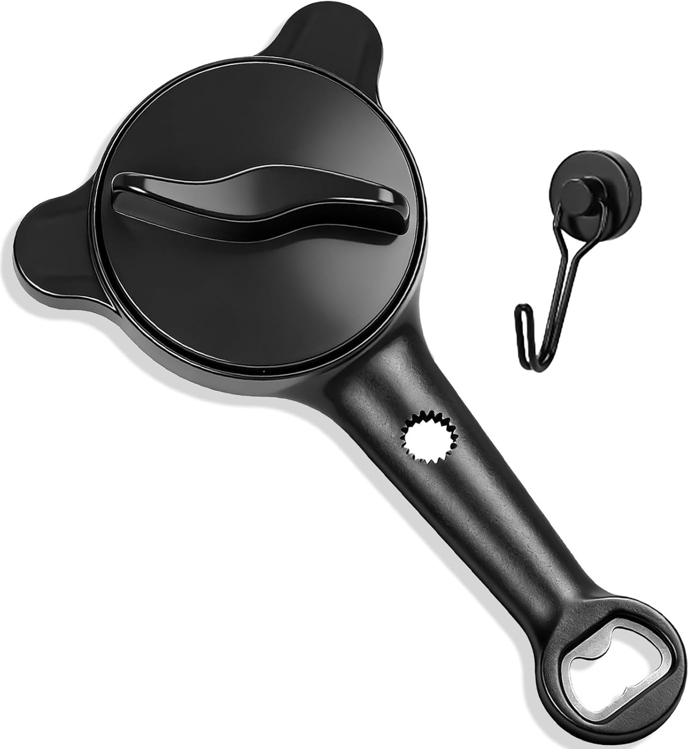 Jar Opener, 4-in-1 Adjustable Lid Opener with Non-Slip Grip, Stainless Steel 3-Claw Bottle Opener, Easy Open Kitchen Tool for Jars, Bottles & Cans, Fits 1”–3.5” Lids (Black, 1PC/2PCS) (1)