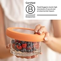 Vista 6 de Food Huggers Tapas de repuesto para recipientes de almacenamiento de vidrio, tapas de silicona y vidrio que no se agrietan, se adapta a la mayoría