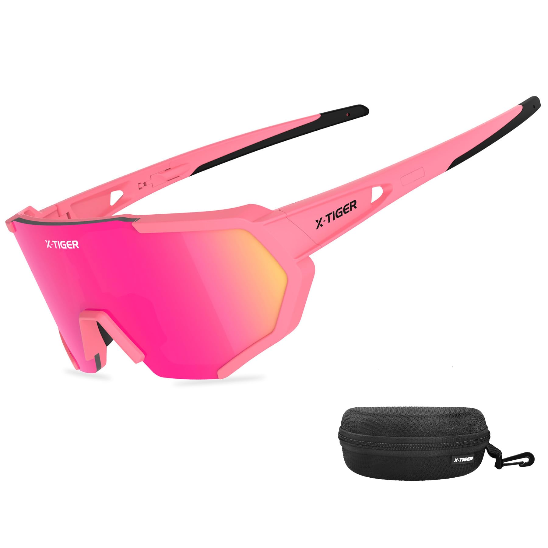 X-TIGER Fahrradbrille, Herren Damen Sportbrille, UV400 mit 5 Wechselgläser,Starker TR90 Frame, mit Montierbarem Brillenband & Ohrhaken, Outdoor-Sport/Radfahren/Laufen/Autofahren/Angeln/Golf