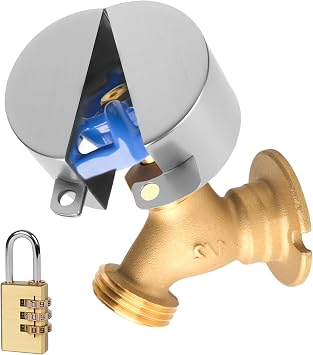 RAWILL Outdoor Faucet Lock, Metal Water Spigot Lock for Garden Faucets, Stainless Steel Cover & Coded Padlock Kits, Secure Outdoor Water Sources Against Theft, Silver