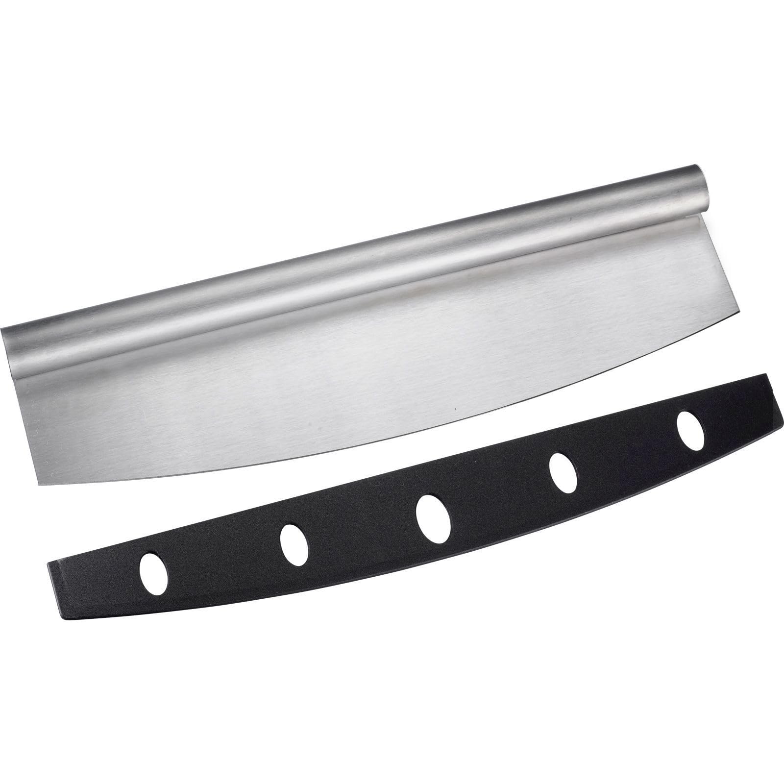 Westmark Pizza-Schneid-/Wiegemesser Easy, 35 cm, inkl. Klingenschutz, extra scharfe Klinge, Edelstahl/Kunststoff, Silber/Schwarz, 13252260