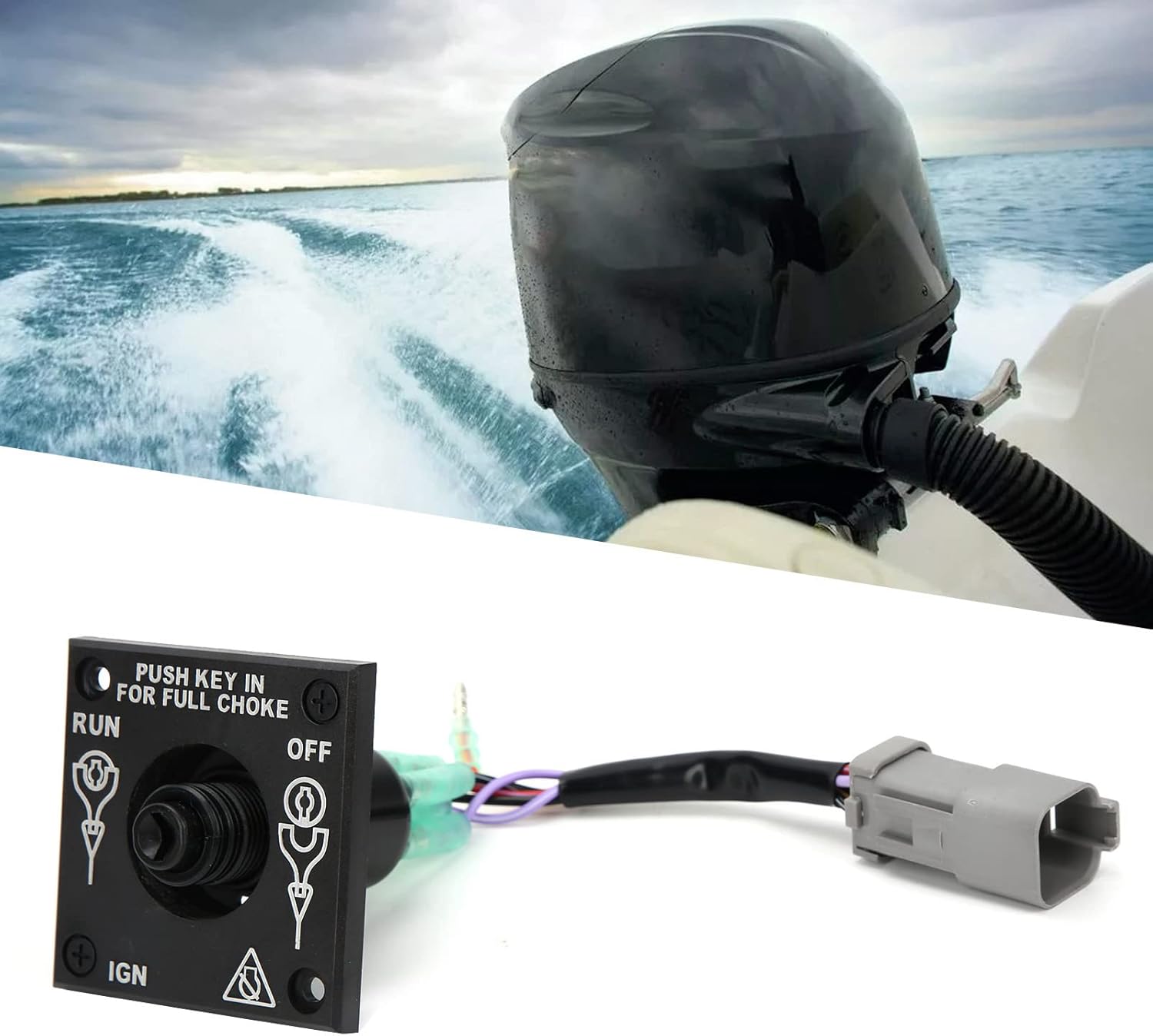 Outboard Key Switch, Single Engine Ignition Cut Off Switch with Keys 176408 Fit for Johnson BRP Evinrude Outboard