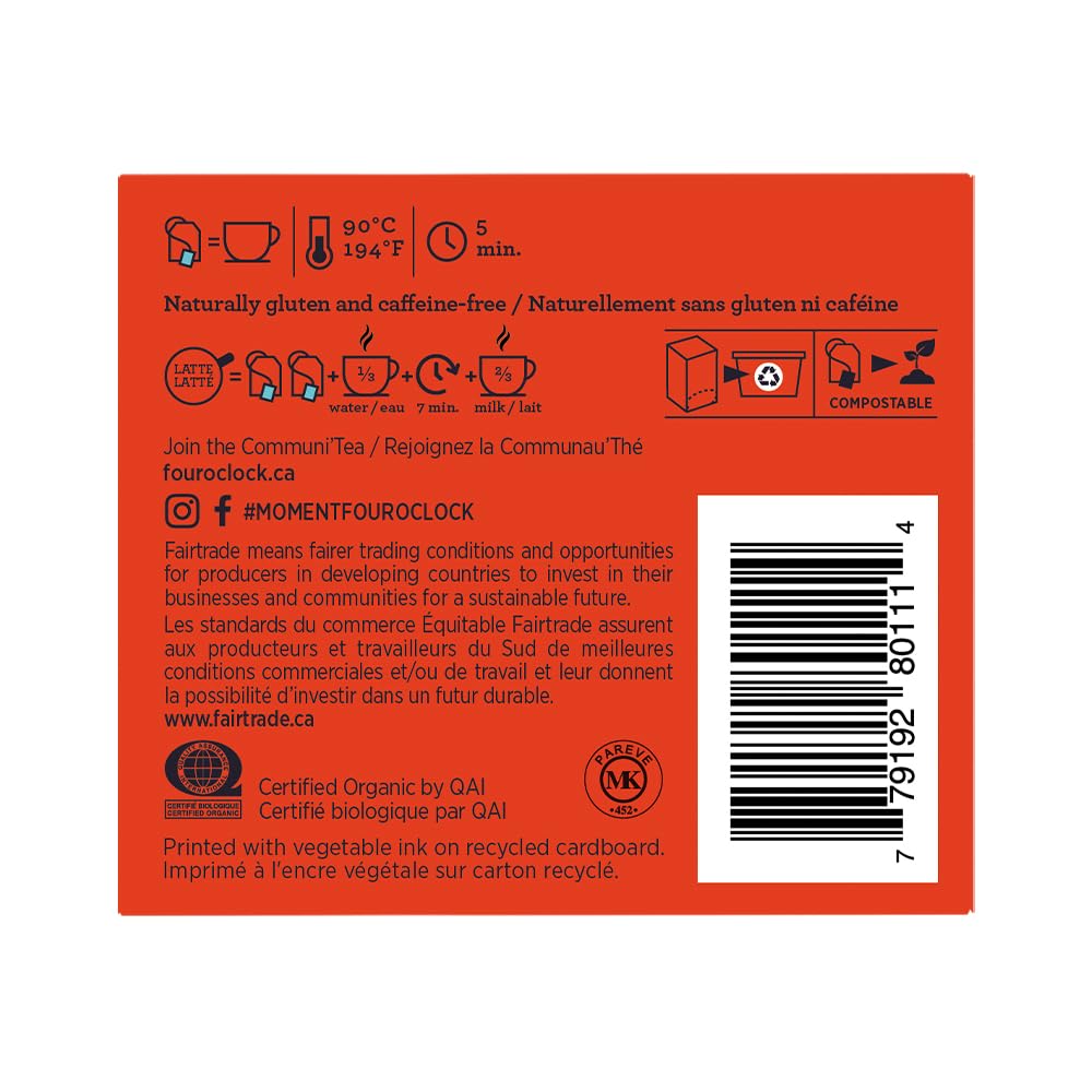 Four O'Clock Pumpkin Spice Rooibos Herbal Tea, Organic, Fairtrade