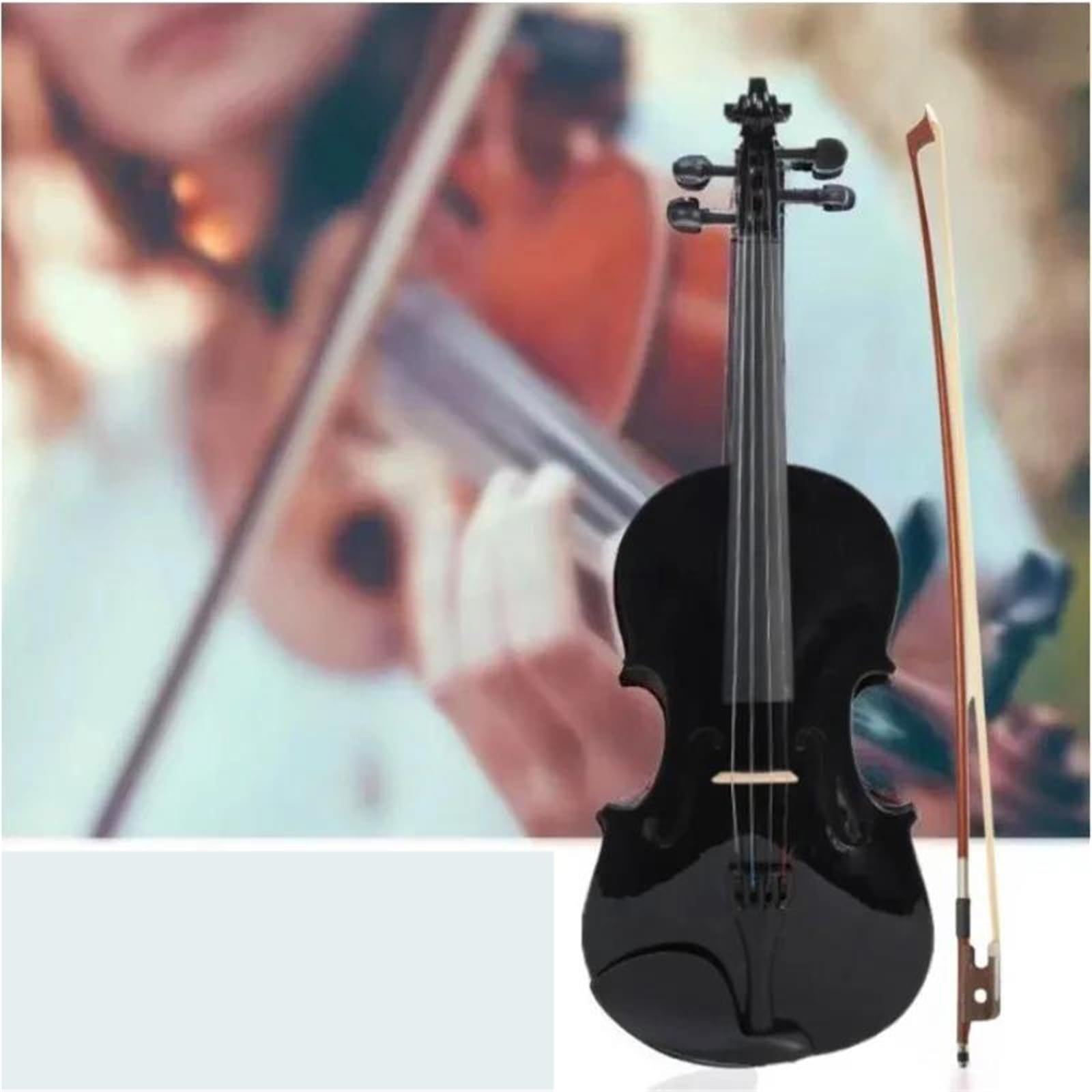 Conjunto De Violín Negro Madera Maciza 4/4 Violín Profesional | Un instrumento de nivel profesional adecuado para principiantes.