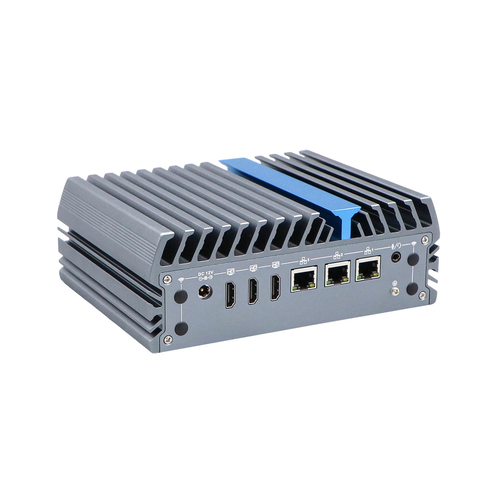 Embedded Industrial Computer, Mini PC, I7 1255U, Windows 11 / Linux Ubuntu, IX21, 3 x HDMI, 3 x LAN, SIM Slot, Expandable GPIO 9～36V Wide Voltage Power, 32G RAM, 512G SSD