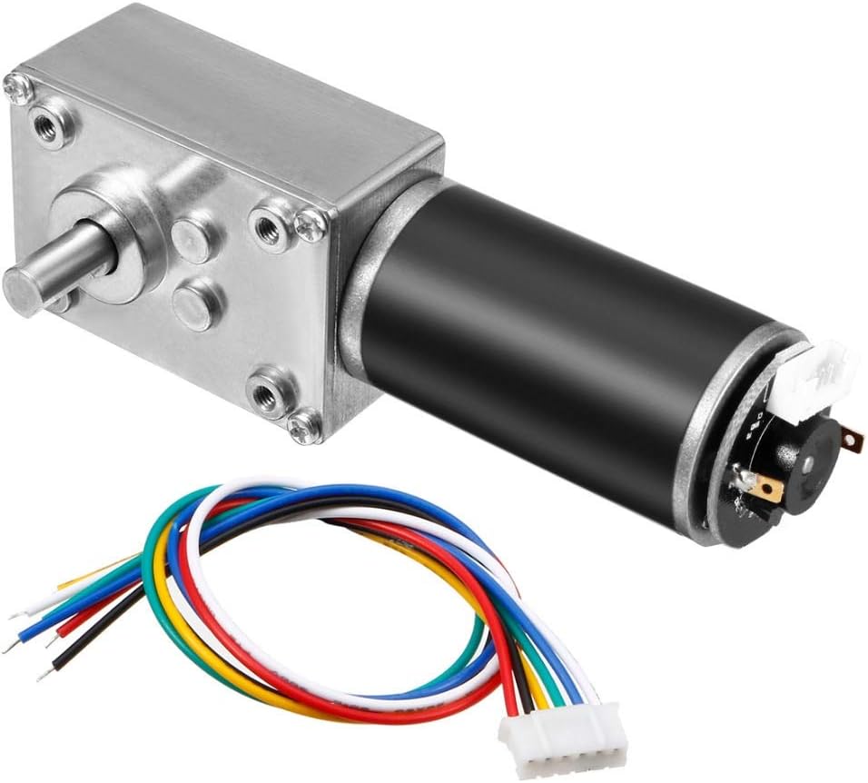 zabawkowy silnik 1 Sztuk Samozabezpieczający silnik przekładniowy z koderem i kablem, wysoki moment obrotowy silnik redukcji prędkości 24 V 74RPM Do zabawek dla majsterkowiczów, projektów naukowyc