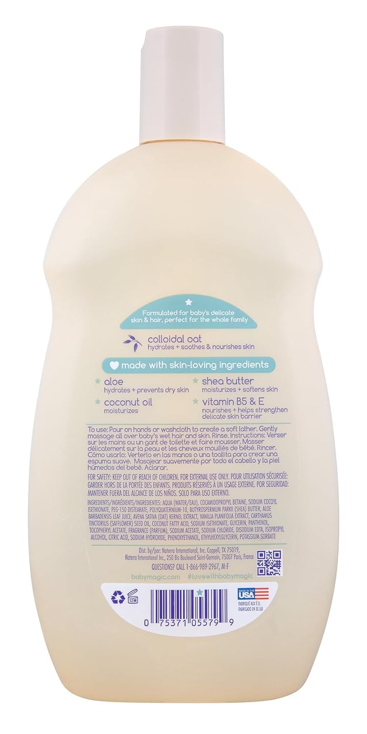 Baby Magic Soothing Hair & Body Wash, Vanilla & Oat, Soothes and Cleanses, Specially Formulated for Baby's Delicate Skin, Tear Free, Hypoallergenic, Dermatologist Recommended, 16.5 Fl Oz