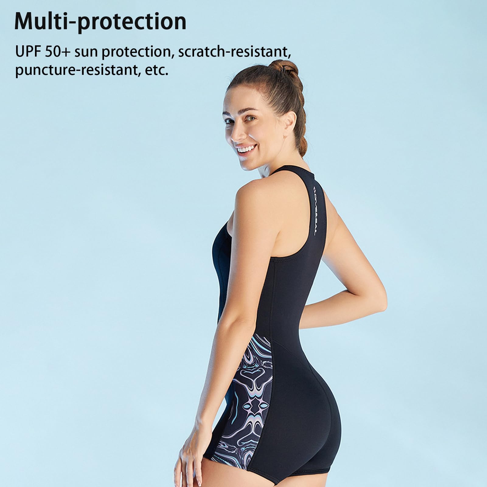 Combinaison de Plongée Intégrale en Néoprène 2 Mm pour Femme, Combinaison Une Pièce sans Manches pour la Natation, la Plongée et Le Snorkeling, avec Fermeture éclair Frontale