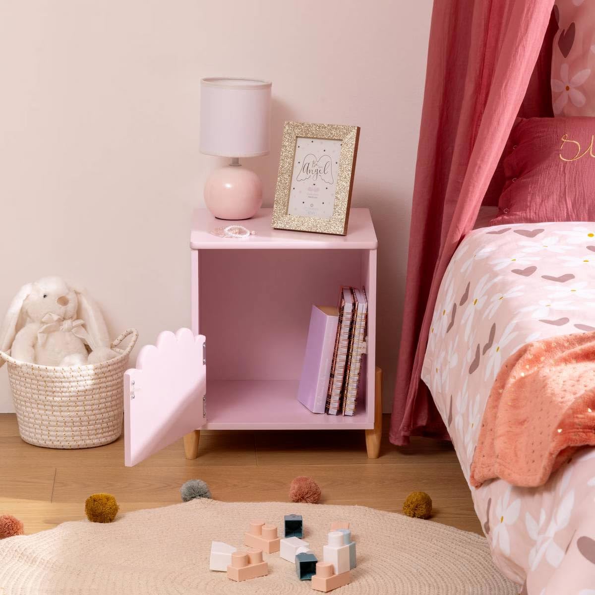 Paris Prix Atmosphera for Kids - Table de Chevet Enfant Douceur 40cm Rose