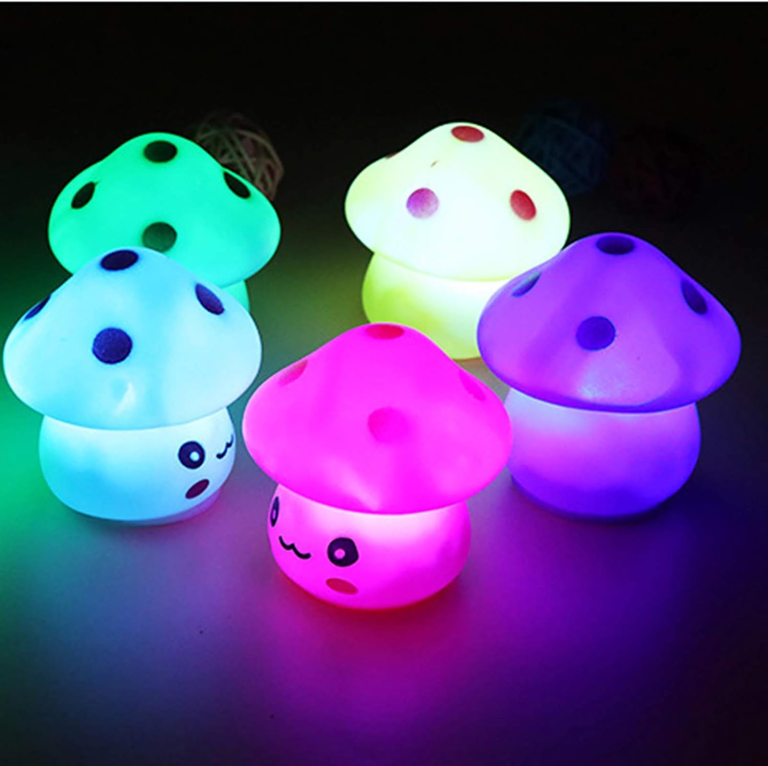 Gammaeon Cute Mushroom Lamp, LED Night Light Room, Room Squishy Silicone Mushroom Color Change Light - Image 3