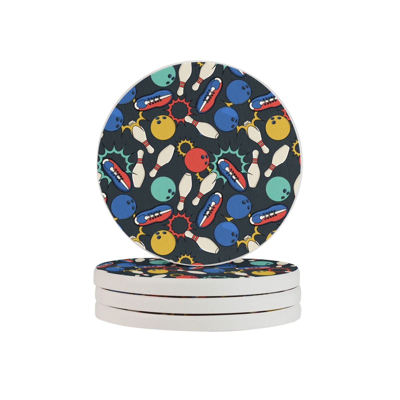 Bowling Two Pieces Drink Coaster for Tabletop Protection Place Mats for Home Decor