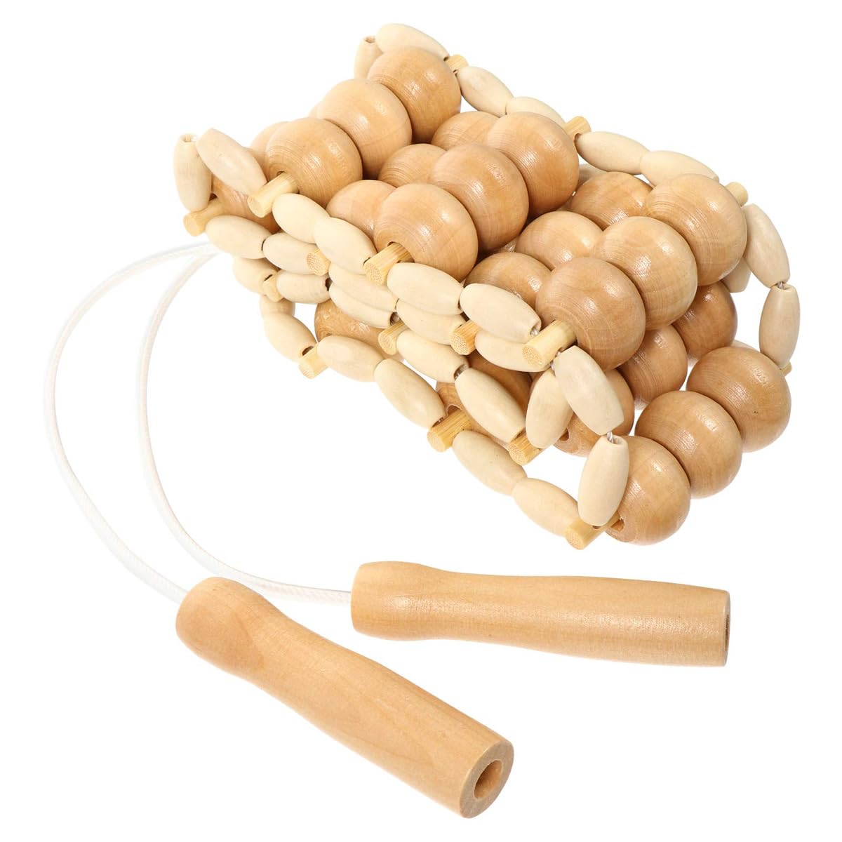 Rodillo de masaje de espalda de madera hecho a mano, rodillo de masaje de cuerpo completo de madera, cuerda para aliviar el cuello, la espalda, los hombros y las piernas.