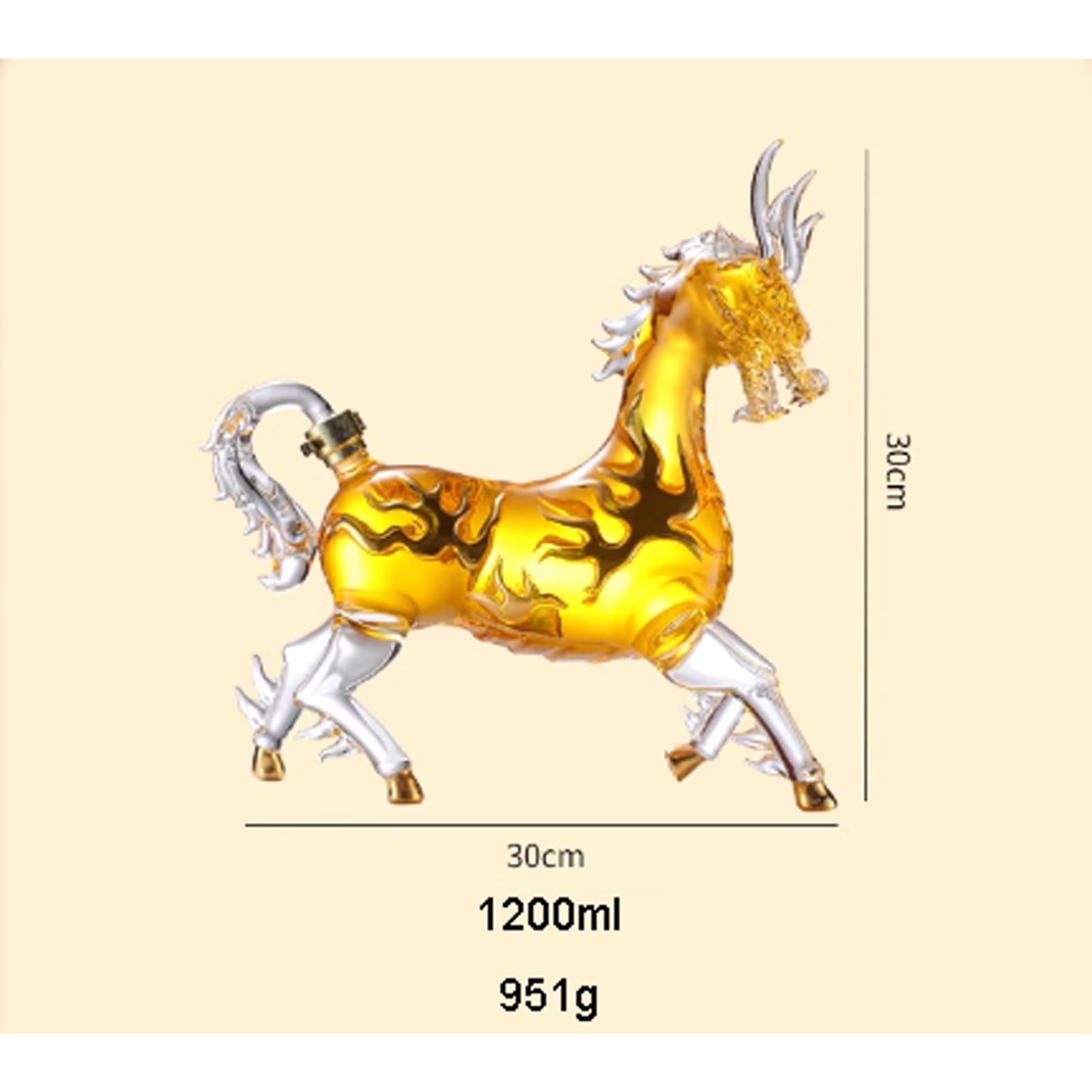 Karafka, Karafka do whisky chińskiego zodiaku Orientalny smok w kształcie konia Butelka wina 1200 ml Kreatywny zwierzęcy pojemnik z przezroczystego szkła na alkohol Tequila Brandy