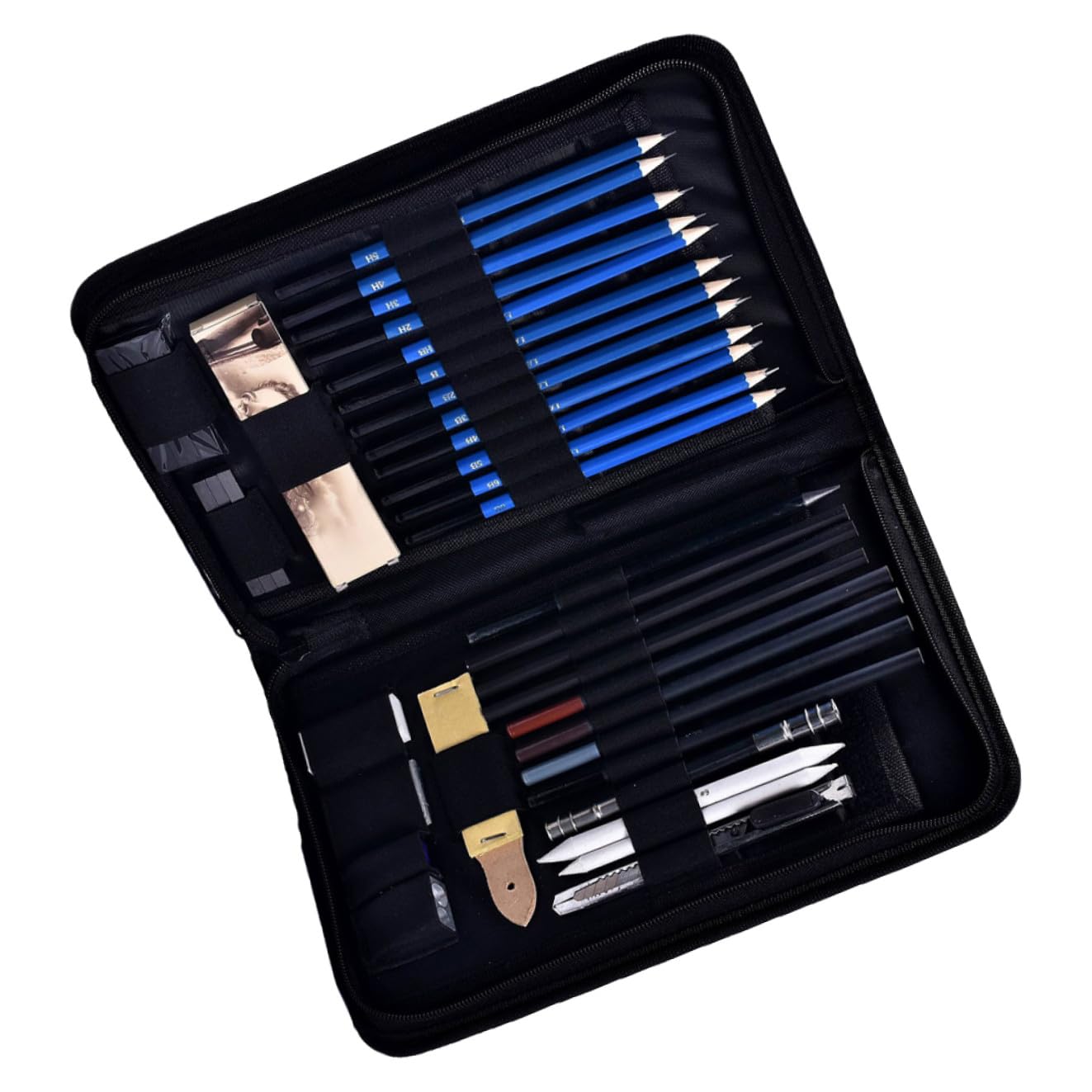 VILLCASE Set de 40 Crayons à Dessin en Bois pour Croquis Professionnel et Esquisse Portable Paquet de Rangement