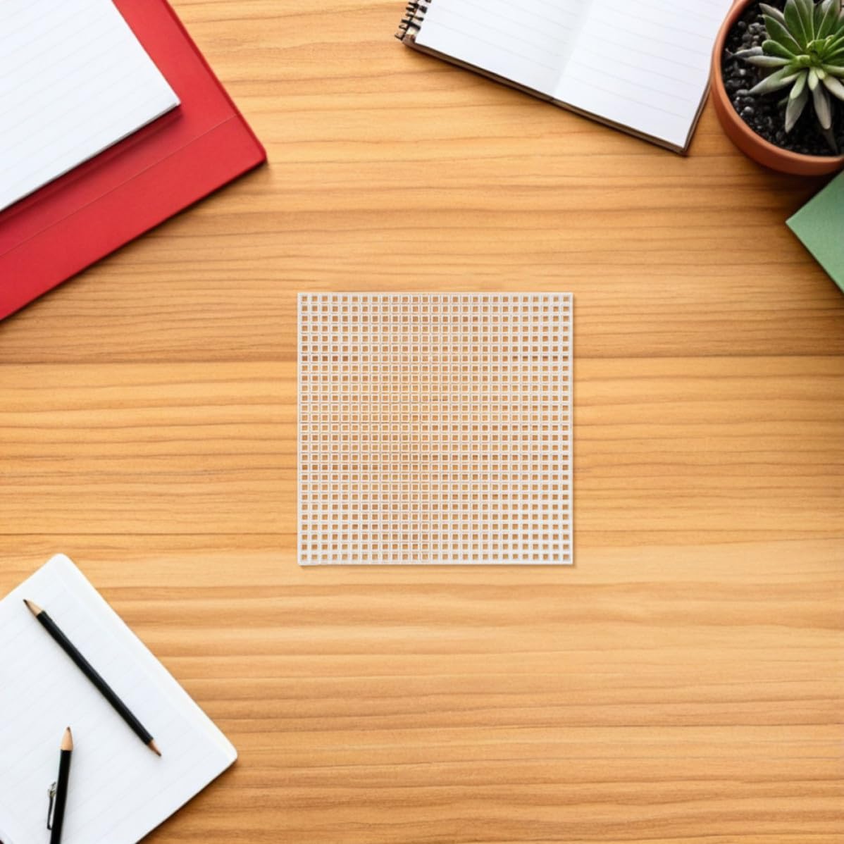 10pcs Plastic Mesh Canvas Sheets White for Embroidery, 20x20cm