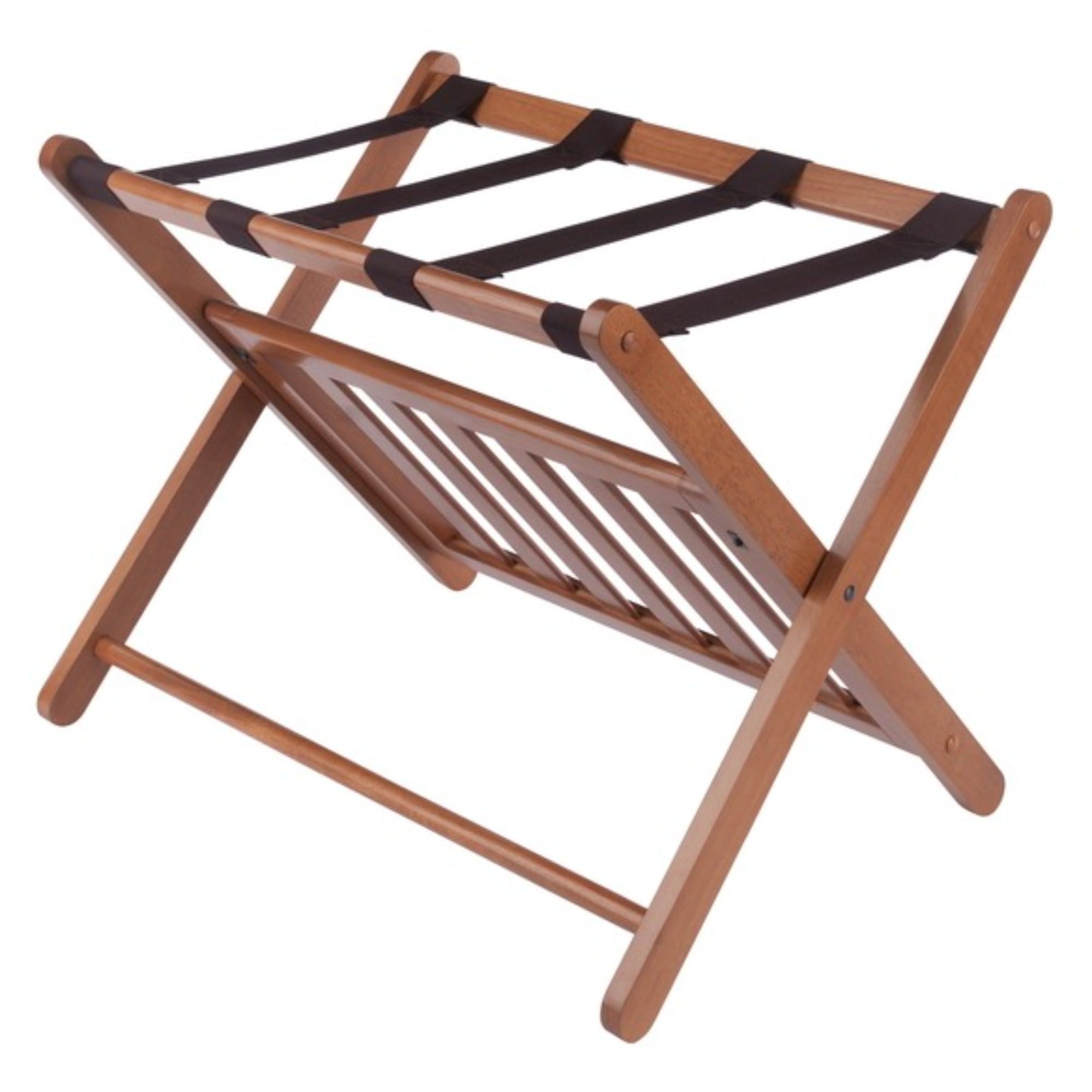 Winsome Reese Luggage Rack with Shelf, for Guest Room, No Assembly, Teak