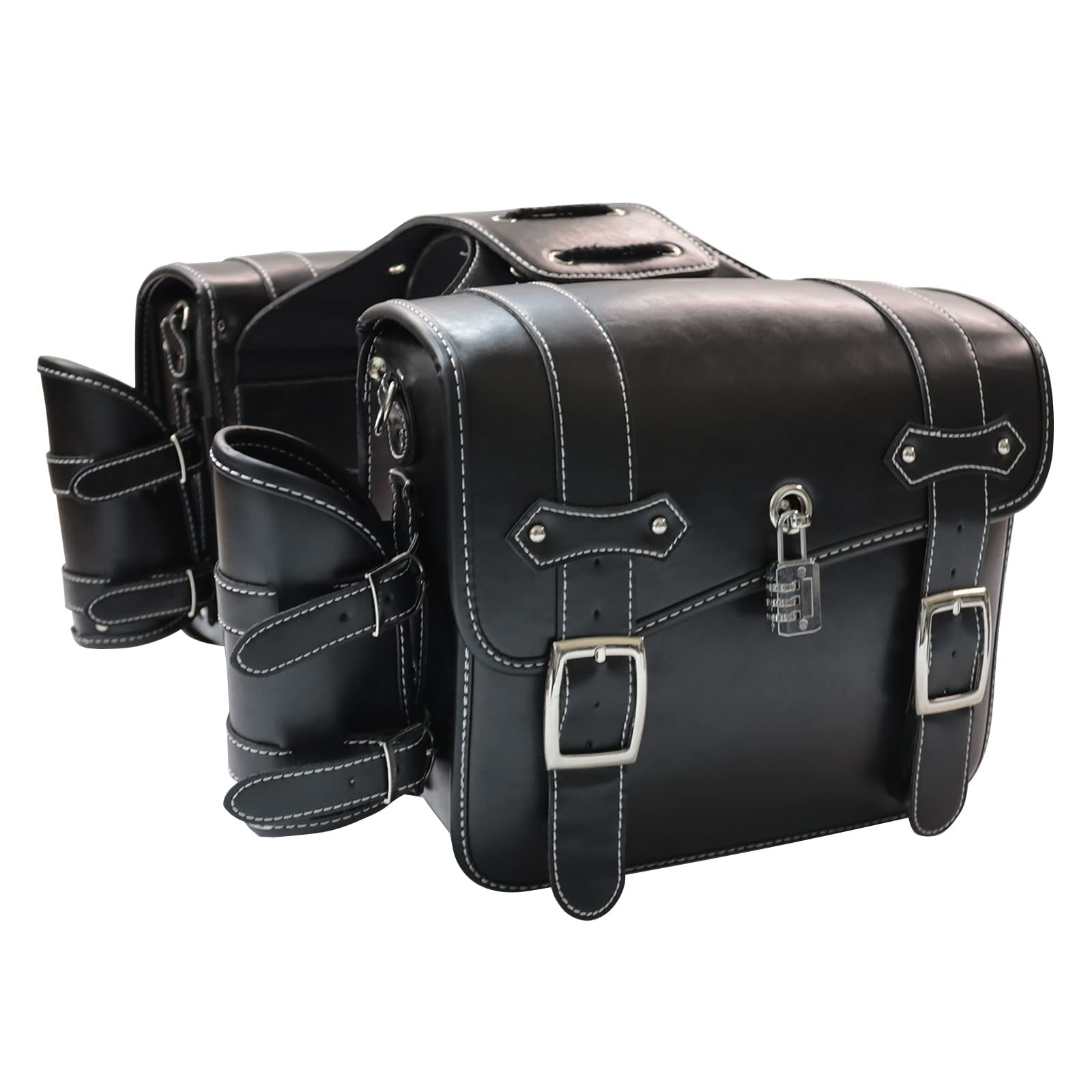 Photo 1 of **MISSING DRINK HOLDERS**
WENLICP Saddle Bags Motorcycles And Motorcycle Saddlebags Throw Over Saddle Bags PU Leather black4