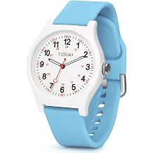 Nurse Watch Professional Medical Student Women 100M Waterproof Watch for Swimming 24H Military Time Luminous Easy Read Dial with Silicone Band 35mm, azure, Analog