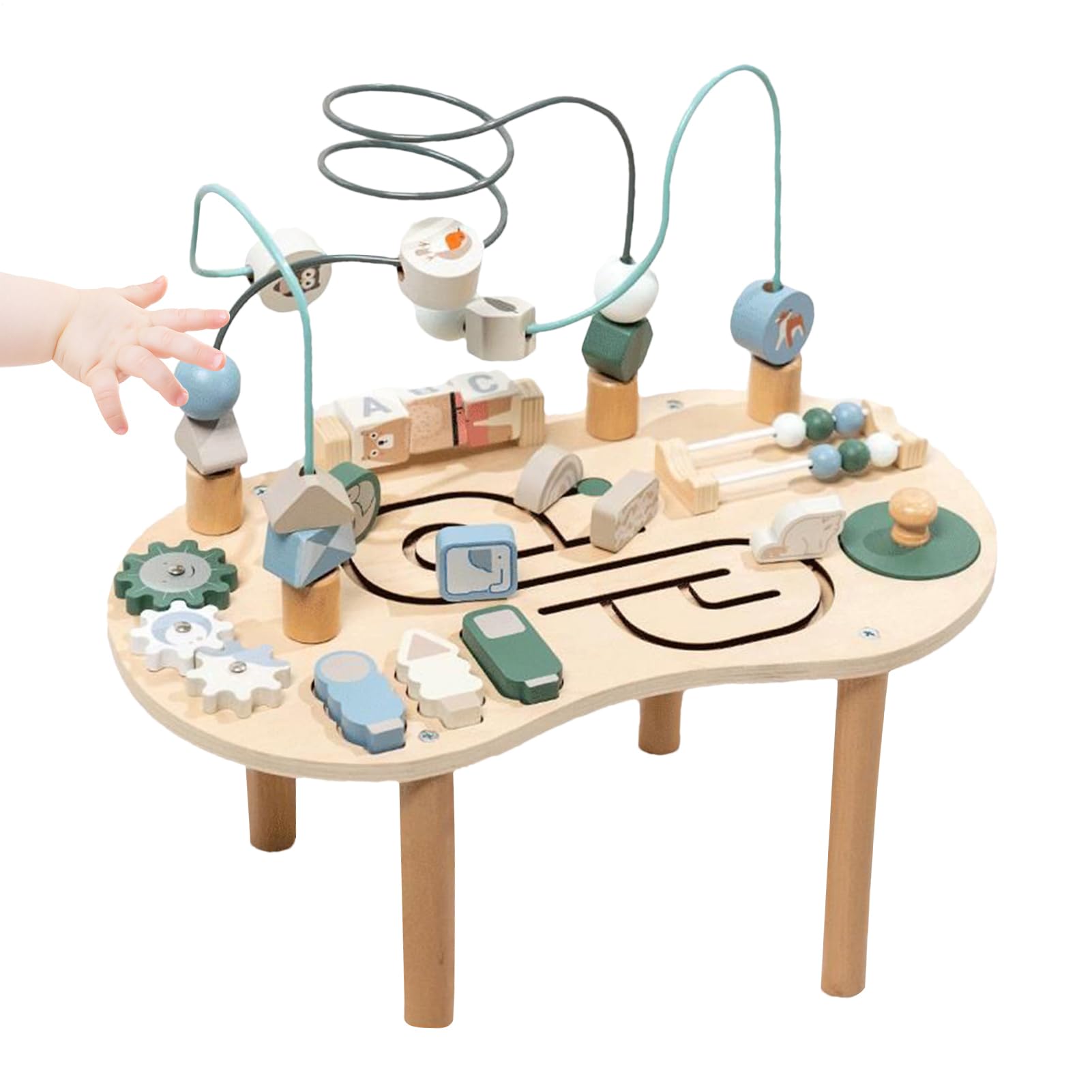 Jouet éducatif en bois sous forme de table d'activités pour bébé