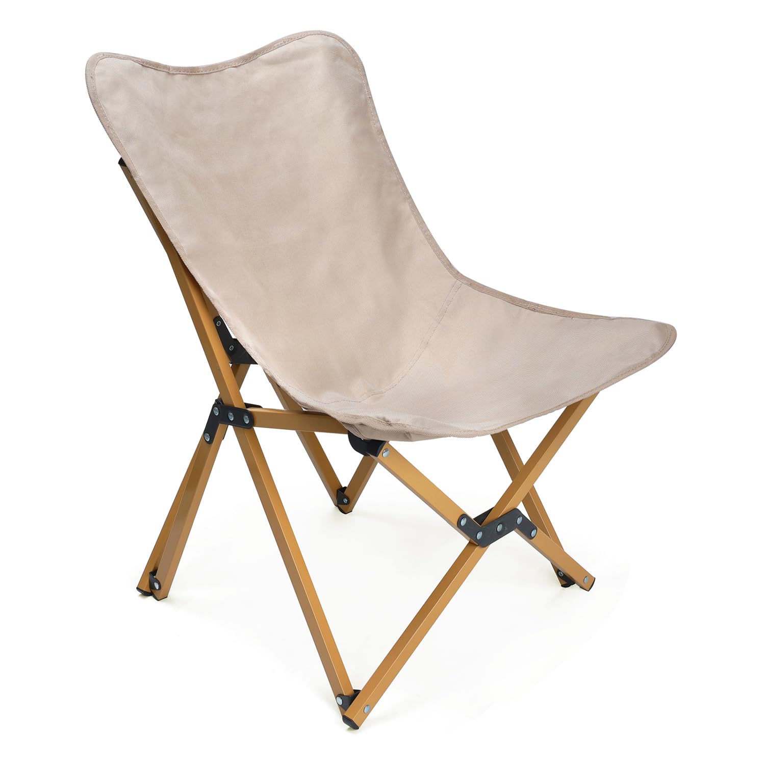 Chaise Pliante Camping avec Sac de Transport, Chaise de Camping Confortable pour Adultes, Siège Pliable Portable Léger pour Plage Pêche Jardin Pique Nique, Beige&Marron
