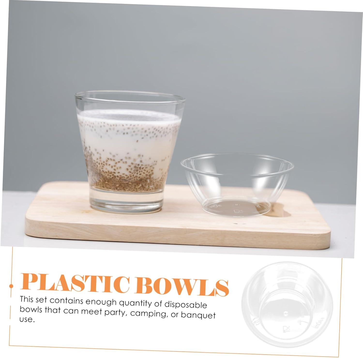 Didiseaon 100pcs Plastic Salad Bowls Lids Disposable Serving Bowls for Rice Soup Party Banquet