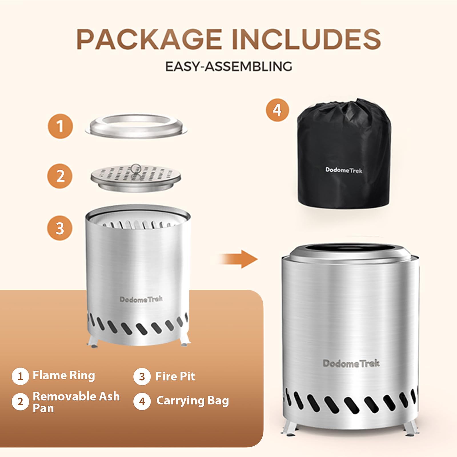 Chimenea de mesa de 5.5 pulgadas sin humo con bolsa de transporte, mini hoguera al aire libre con soporte, estufa portátil de camping para patio, alimentado por pellets o madera, acero