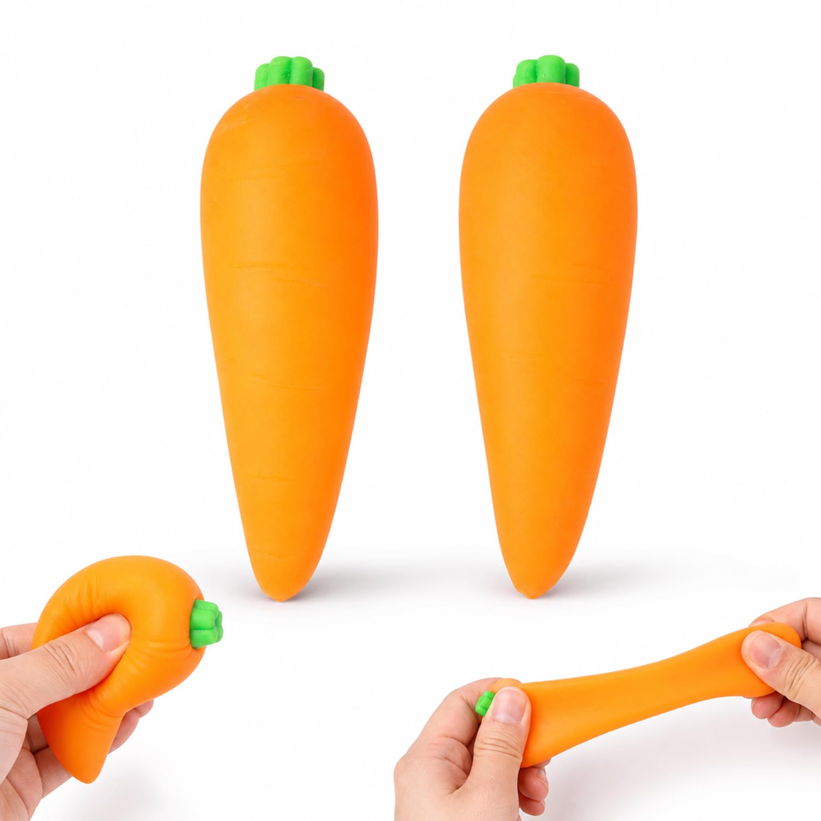 2 Pack Carrot Squishy Food Squishy Giant Soft Sensory use For Desk Office Home Travel Calming Hand Gift