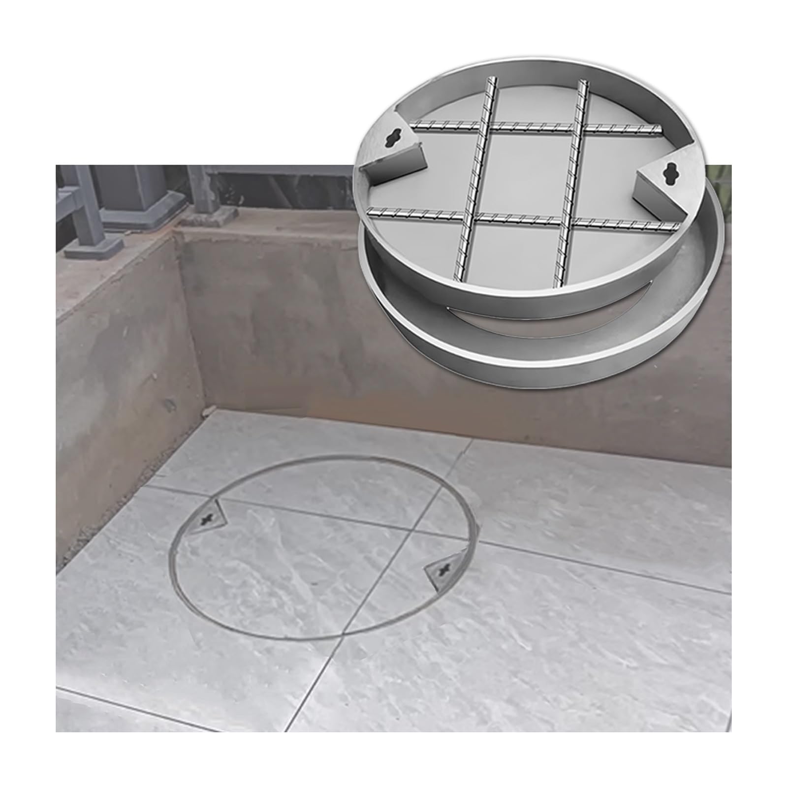 Couvercle de regard d'inspection intérieur en acier pour trottoir et cour