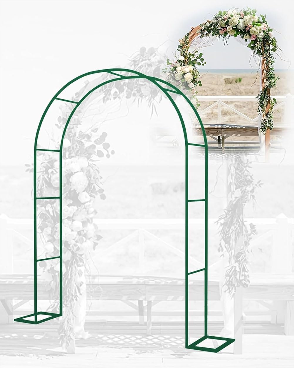 Metal Garden Arch Heavy Duty Rose Arbor Climbing Plants Support Archway Large Wedding Arches 140Cm 180Cm 240Cm 120Cm Wide,Green,W1.8M*H2.2M