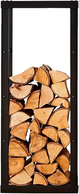 Neo Small Black Firewood Log Rack Storage Holder Metal Shelf Stand Tall Steel