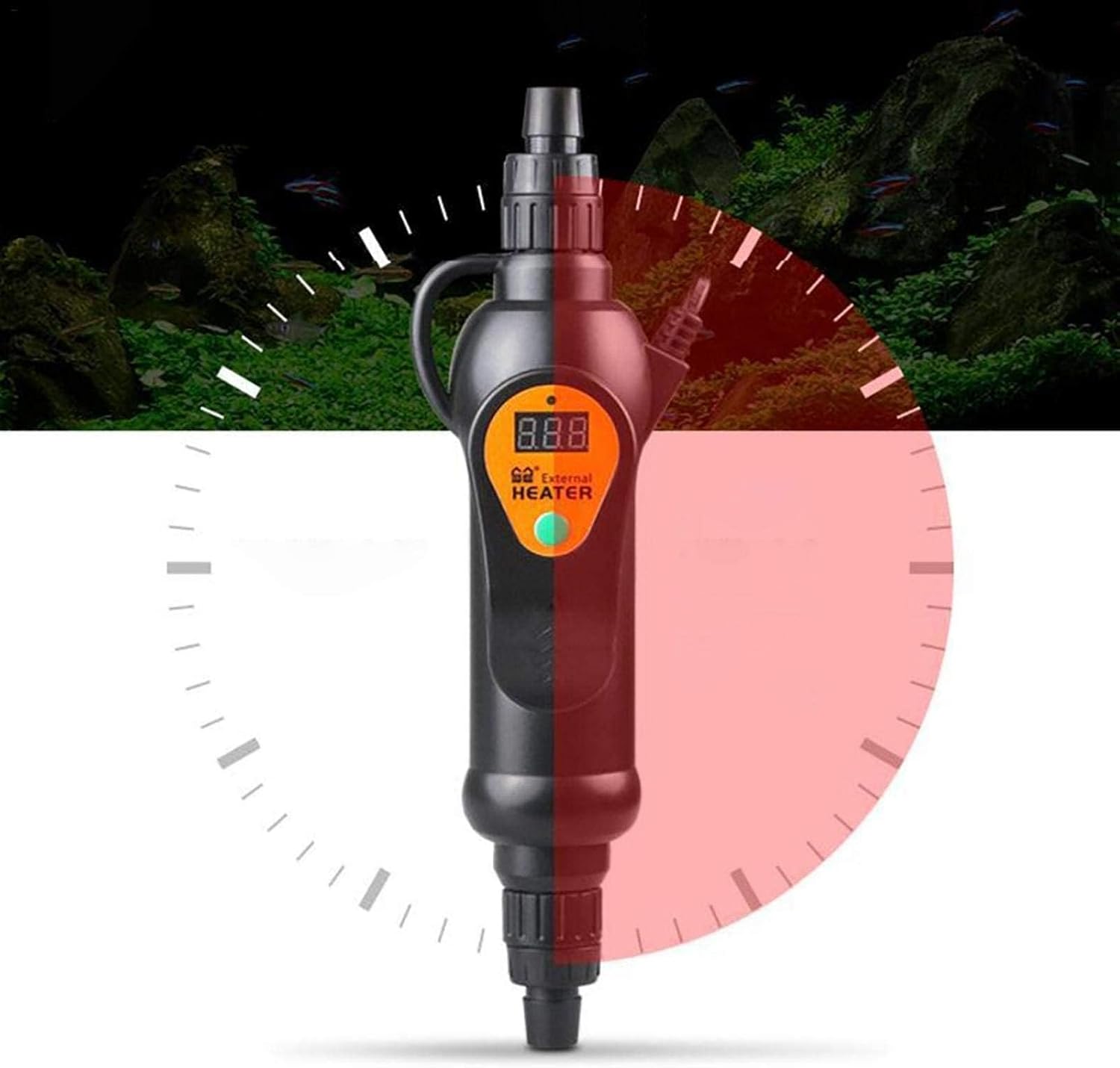 300W/500W Inline External Heater for Aquarium Fish Tank in-Line Canister Filter with LCD Display Overheating Protection Adjustable (B：500W)