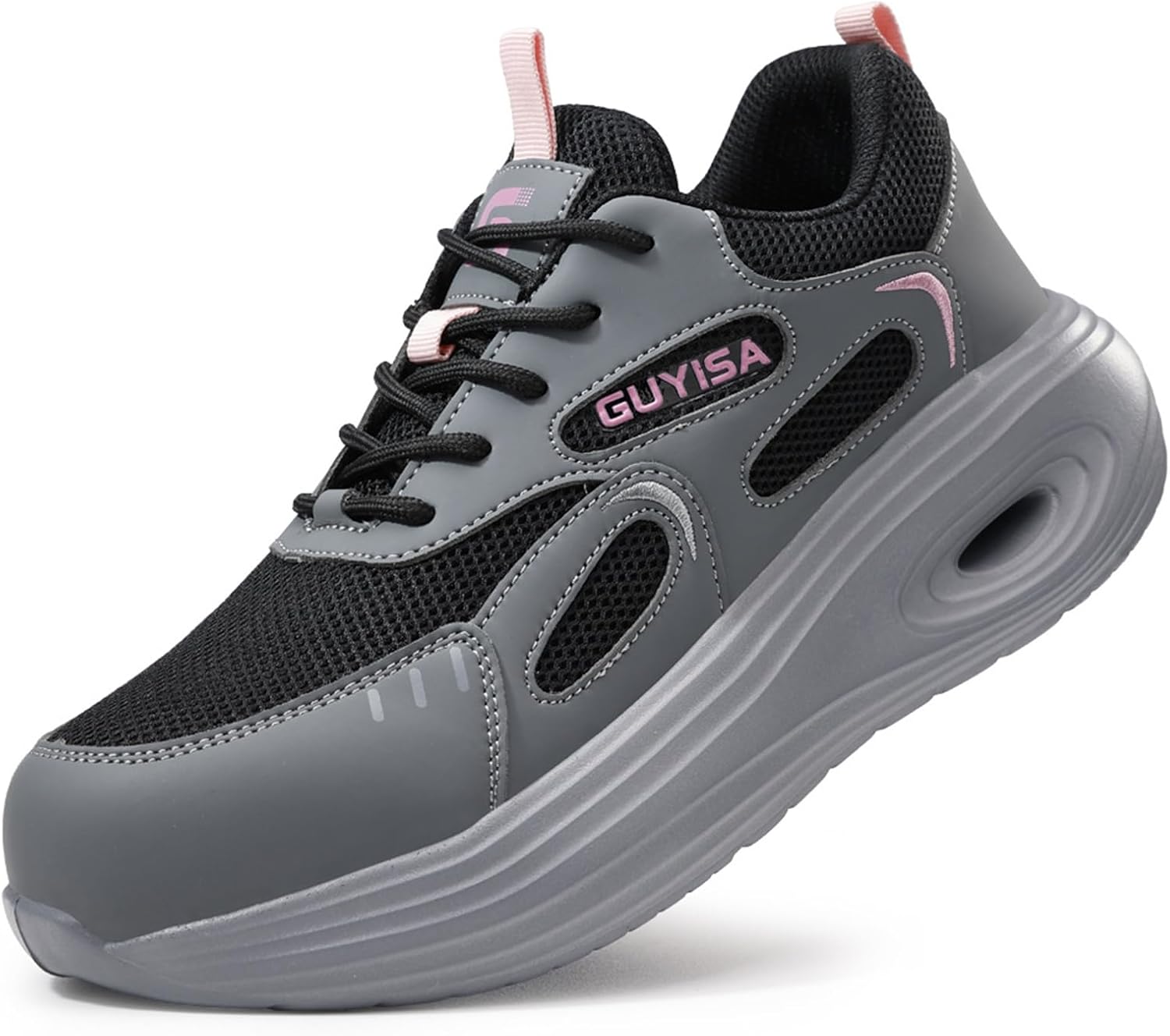 Zentapo] レディース 安全靴 作業靴 レザー 軽量 厚底 快適 柔らかい