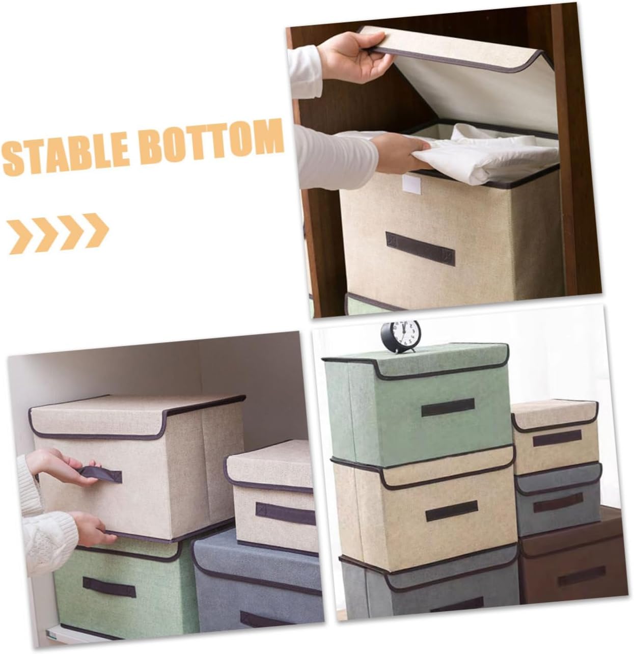 3sets Foldable Storage Bins for Clothes Shoes and Pants Stylish Organizer for Bedroom Laundry Room and Bathroom Storage