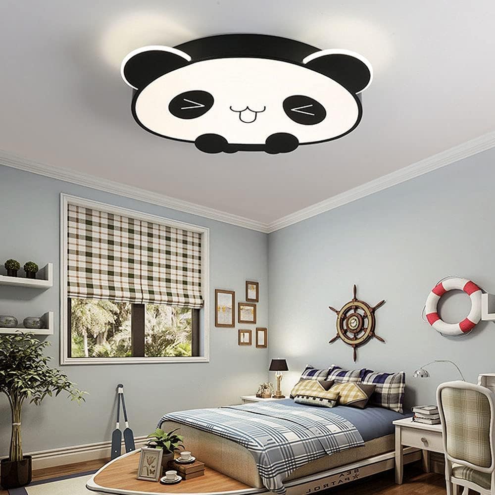最終決算 子供の天井ファンベッドルームクリエイティブ漫画パンダアイアンアート天井ファンランプ3色の調光とスマートなリモートコントロールデザイン男の子と女の子の屋内装飾 Color Black Size B Therapeuticapillows Ca