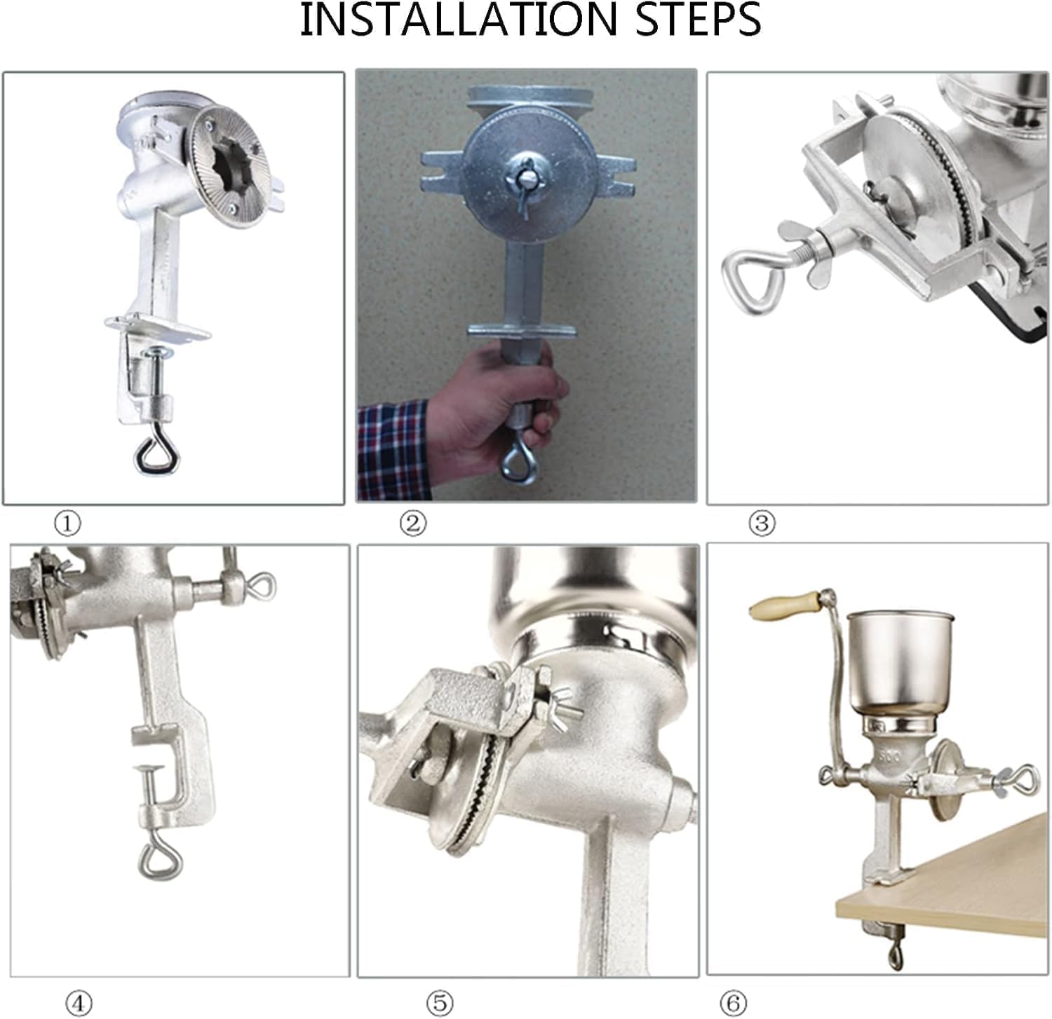 Molinillo manual de grano con grosor ajustable, tolva grande para moler nueces, semillas y especias