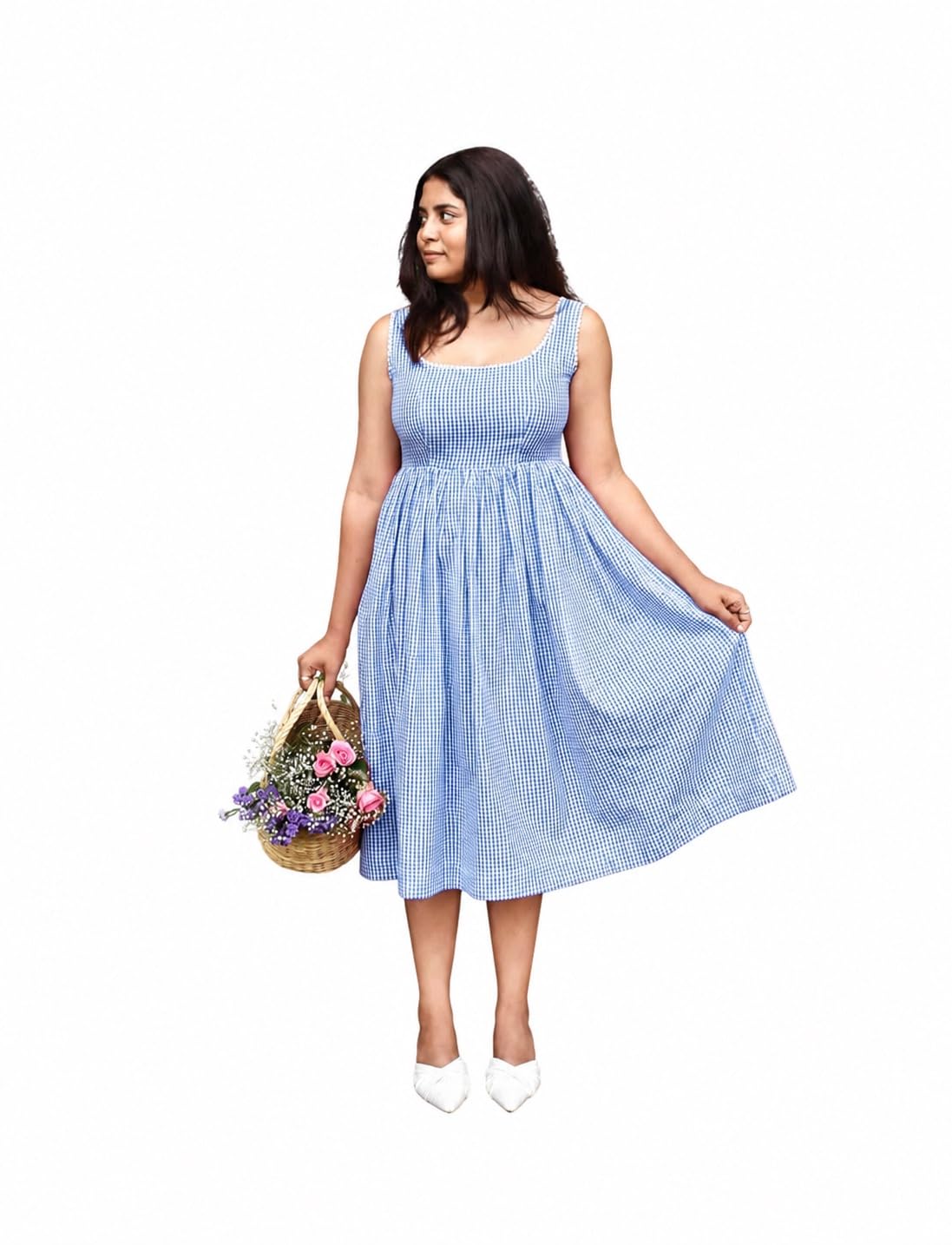 karma apparel Women's Checkered Printed Sleeveless Midi Dress | Stylish Casual Midi Dress for Women | Soft & Comfortable Wear Dress | Trendy One Piece Outfit, Office & Outings-picture-23