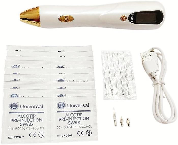Dark Spot Remover Pen for Mole Skin Tag Freckles Tattoo removal USB Rechargeable with Spotlight and LCD Display Plus Skin Prep Swabs