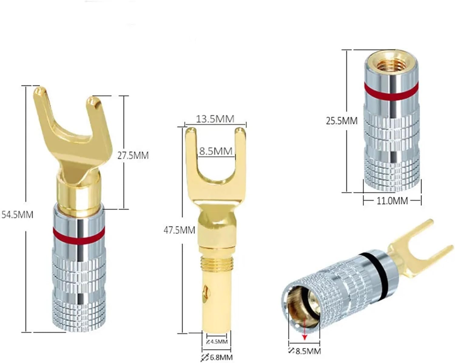 Speaker Cable Connector Gold Plating Connector Speaker Cable Connectors Audio Speaker Banana Jack Terminals