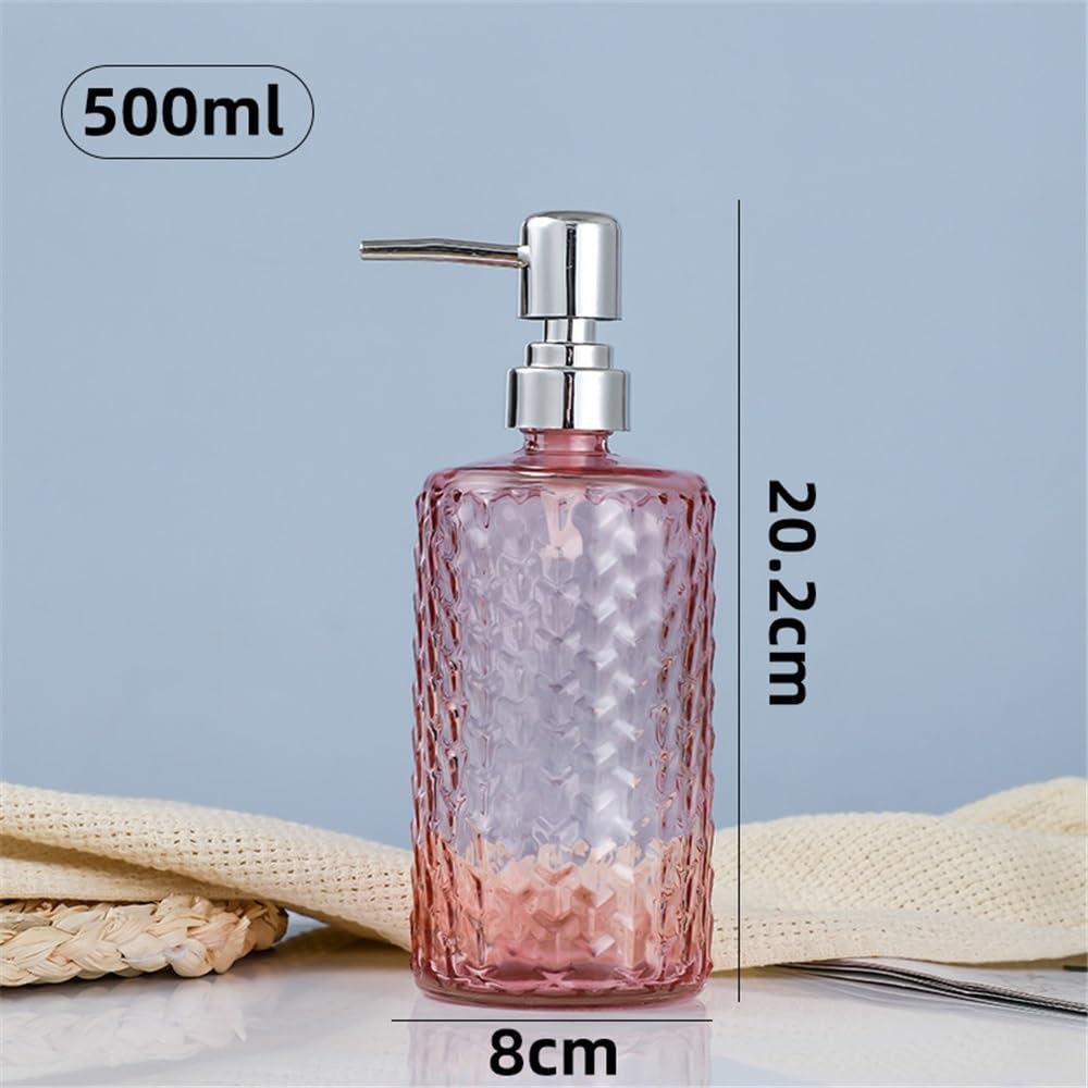 Szklany dozownik mydła 500 ml przezroczysta cylindryczna butelka na balsam do domowej łazienki hotelowej w kolorze niebieskim przezroczysty szary pomarańczowy różowy(Orange)