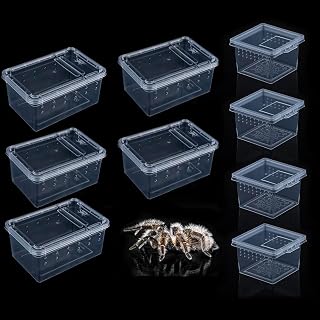 9 Pack Spider Terrariums Breeding Box Transparent Hatching Container Plastic Feeding Box for Spider Scorpion Centipede Insect Small Reptile (Small Size)
