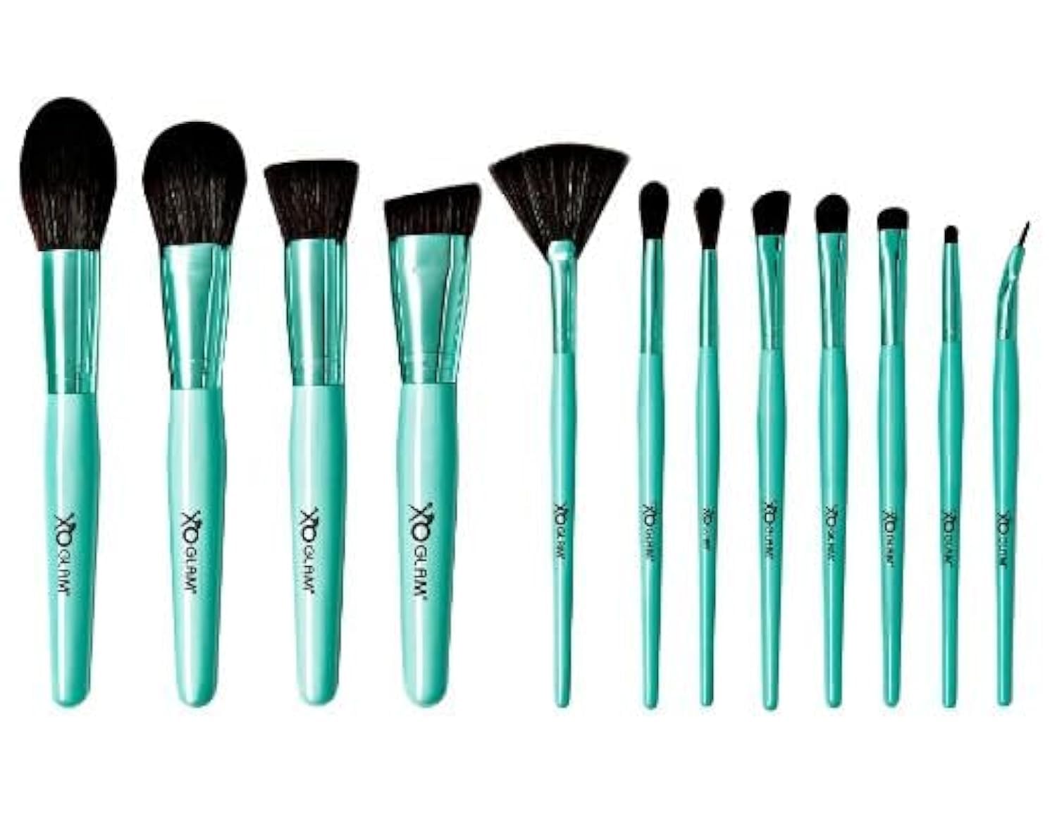 XO Glam 12Pcs Eye See You Blue Makeup Brush Set Premium Synthetic Blending Powder Buffer Concealer Contour Crease Eyeshadow Smudge Highlighter Detail