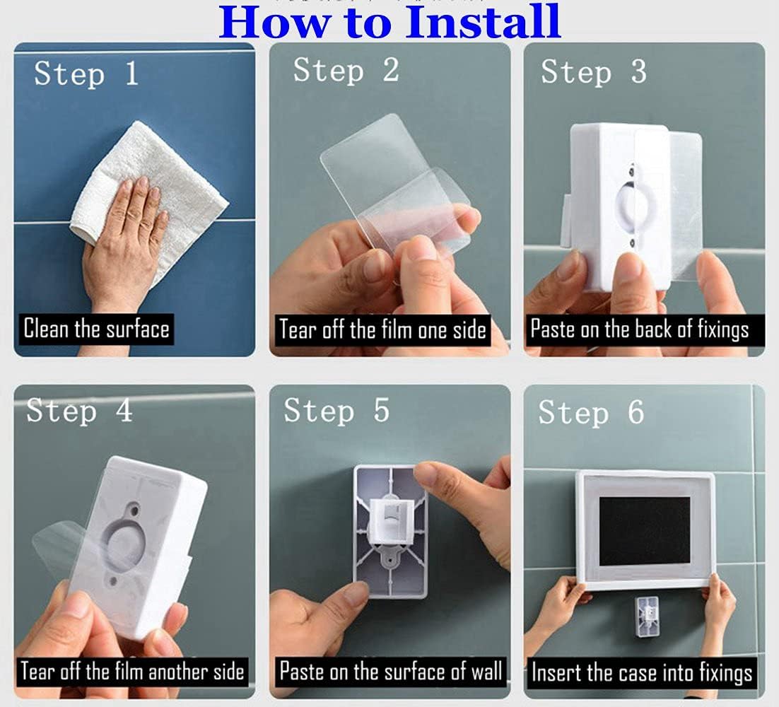 Shower Tablet Holder Waterproof Compatible with Ipad, Wall Mounted Bathroom Tablet Case 360° Rotation,Adhesive Touchable Cradle with Glass Anti-Fog Screen for Bathtub Kitchen White R
