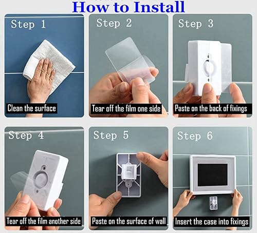 Miniatura 10 de Soporte para iPad de ducha, impermeable, para montaje en pared, estante de montaje para tableta de baño, soporte adhesivo táctil con espejo de